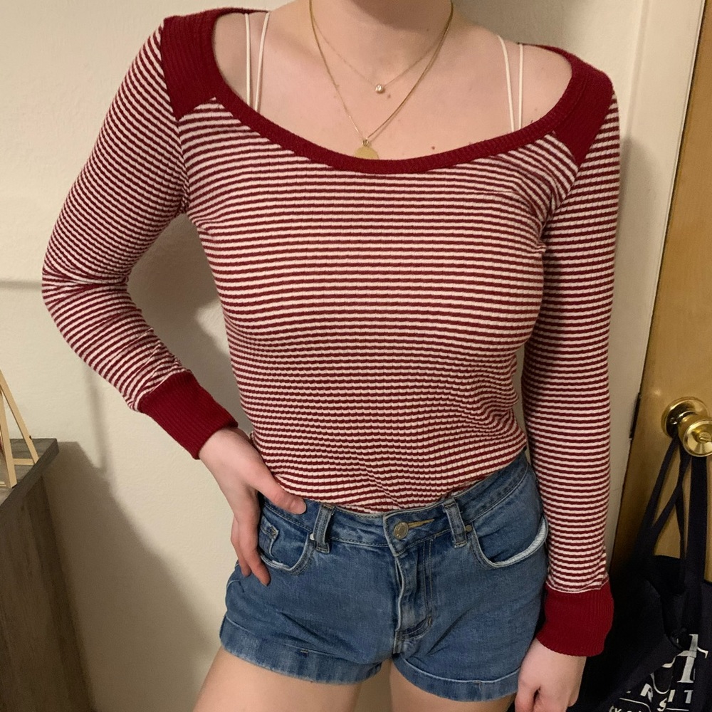 Red and White Striped Long Sleeve